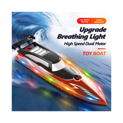 Remote Control Boat Electric Toy Charging 2.4G Remote Control Boat Double Spiral Pulp High-Speed Water - Red with light-504