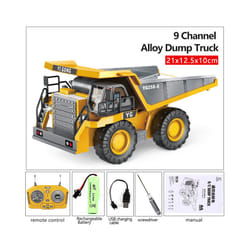 2.4Ghz 1/20 Remote Control Engineering Dumper Trucks 9CH Construction RC Alloy Vehicle Dump Truck Car - Alloy yellow