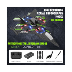 RC Plane with Camera Helicopter Remote Control Aircraft Obstacle Avoidance Fighter 2.4G Airplane EPP - Green with camera