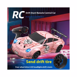 1/24 2.4g 4wd Remote Control Vehicle Mini High-Speed Racing Rc Car High-Speed Drift Stunt Toys For Boys - Pink