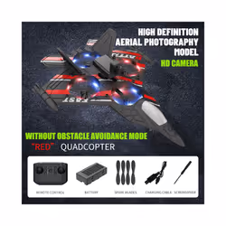 RC Plane with Camera Helicopter Remote Control Aircraft Obstacle Avoidance Fighter 2.4G Airplane EPP - Red with camera