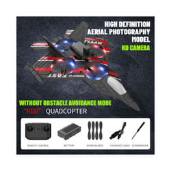 RC Plane with Camera Helicopter Remote Control Aircraft Obstacle Avoidance Fighter 2.4G Airplane EPP - Red with camera