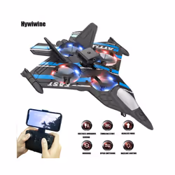RC Plane with Camera Helicopter Remote Control Aircraft Obstacle Avoidance Fighter 2.4G Airplane EPP - Blue with camera