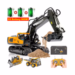 4WD Remote Control Excavator Toy Radio Controlled RC Dump Truck Vehicle Crawler Bulldozer Construction - Dump 3Battery