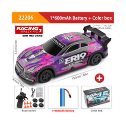 1:22 High speed Drift Rc Car 4WD Remote Control Car With LED Lights 2.4G Radio Controlled Mini GTR Racing - 22206 Purple