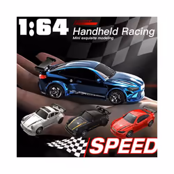 New 4WD 2.4GHZ RC Simulation Mini Drift Car Palm Racing Model Desktop Toys 1/64 Scale Remote Control - Red drift car