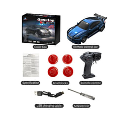 New 4WD 2.4GHZ RC Simulation Mini Drift Car Palm Racing Model Desktop Toys 1/64 Scale Remote Control - Blue drift car
