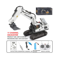 RC Excavator Dumper Car 2.4G Remote Control Engineering Vehicle Crawler Truck Bulldozer Toys for Boys - 11CH White excavator
