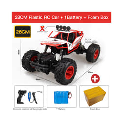 ZWN 1:12 / 1:16 4WD RC Car With Led Lights 2.4G Radio Remote Control Cars Buggy Off-Road Control Trucks - 28CM Red 1B Plastic