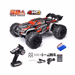 1:16 75KM/H or 50KM/H 4WD RC Car with LED Remote Control Cars High Speed Drift Monster Truck for Kids - 16102-Red-1B