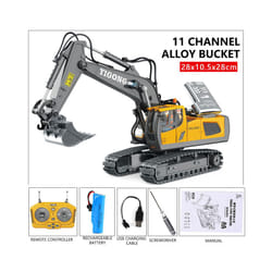 RC Excavator Dumper Car 2.4G Remote Control Engineering Vehicle Crawler Truck Bulldozer Toys for Boys - 11CH Black excavator