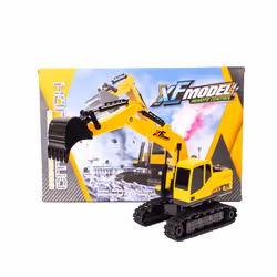 New 1/20 Remote Control Excavator 7 Channel RC Excavator Toys 2.4Ghz Construction Vehicles Rotation - Yellow