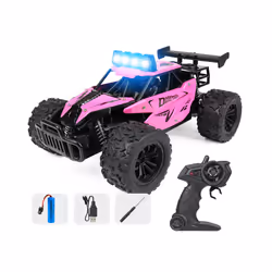 1:16 Remote Control Car Off Road Drift With LED High-Speed Rc Car Climbing Vehicle Trucks 2.4G Children - Pink