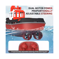 686 Rc Boat 2.4G 1/72 Powerful Dual Motor Long Range Wireless Electric Remote Control Tugboat Model - Yellow