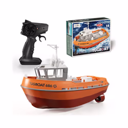 686 Rc Boat 2.4G 1/72 Powerful Dual Motor Long Range Wireless Electric Remote Control Tugboat Model - Orange