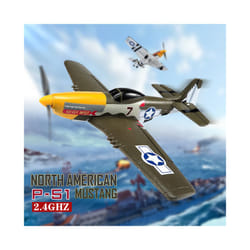 New P51 Mustang RC Plane 2.4G 4CH 6 Axis 410MM Wingspan Foam  Fighter One Key Aerobatic RTF Aircraft - 1 Battery