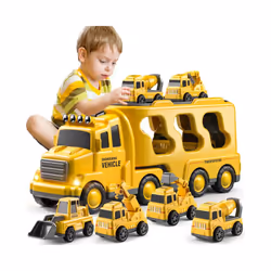 Diecast Carrier Truck Toys Cars Engineering Vehicles Excavator Bulldozer Truck Model Sets Educational - k801