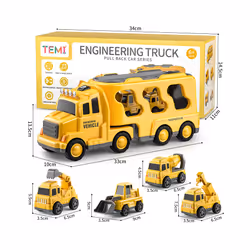 Diecast Carrier Truck Toys Cars Engineering Vehicles Excavator Bulldozer Truck Model Sets Educational - k801
