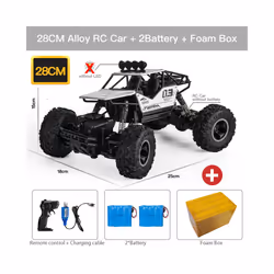 ZWN 1:16 4WD RC Car With Led Lights Radio Alloy Remote Control Cars Buggy Off-Road Control Trucks Boys - 28CM Silver 2B Alloy