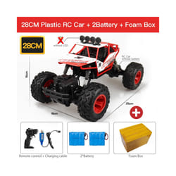 ZWN 1:12 / 1:16 4WD RC Car With Led Lights 2.4G Radio Remote Control Cars Buggy Off-Road Control Trucks - 28CM Red 1B Plastic