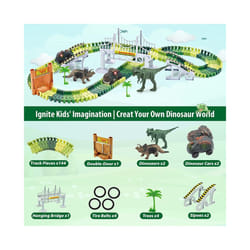 156pcs Dinosaur Railway Car Track Toy Set DIY Assemble Road Race Set with Flexible Track Dinosaur Toys - 156PCS