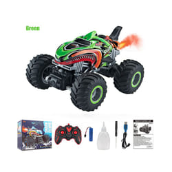 2.4GHz Remote Control Cars Monster Shark RC Car Electric Trucks Stunt Vehicle Sound Light Spray Toys - Green