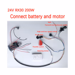 DIY  200W wire harness for children's electric car with switch and remote control receiver Ride On Toys - 24V RX30 A