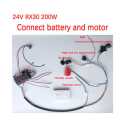 DIY  200W wire harness for children's electric car with switch and remote control receiver Ride On Toys - 24V RX30 A