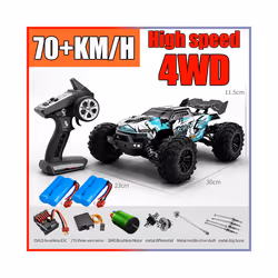 Rc Car Off Road 4x4 High Speed 75KM/H Remote Control Car With LED Headlight Brushless 4WD 1/16 Monster - 16102-GR-1B