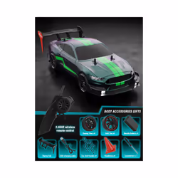 1:14 4WD RC Drift Car Racing 2.4G Remote Control Car Four-wheel Drive Remote Control Drift Car GTR Model - GREEN STRIP