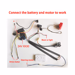 DIY  200W wire harness for children's electric car with switch and remote control receiver Ride On Toys - 24V RX30 B