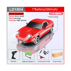 LDRC LD1804 RC Drift Car 1/18 Model  2.4G 2WD ESP Gyroscope LED Lights Full Scale Controlled Model Children - LD1804-R-1B500-OB