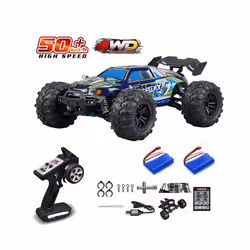 Rc Car Off Road 4x4 High Speed 70KM/H Remote Control Car with LED Headlight Brushless 4WD 1/16 Monster - 16101-BU-2B