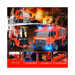 RC Car Deformation Fire Truck Water Spray With Lights Large Excavator Crane Outdoor Electric Engineering - water sprayable
