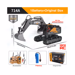 ZWN Remote Control Excavator Dump Truck RC Model Car Toy Professional Alloy Simulation Construction - 16CH Alloy Orange