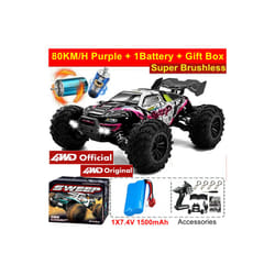 1:16 80km/h Brushless RC Drift Car With LED Lights 4WD Electric High Speed Racing Remote Control Monster - 4WD 80KM Purple 1B