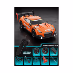 1:14 4WD RC Drift Car Racing 2.4G Remote Control Car Four-wheel Drive Remote Control Drift Car GTR Model - ORANGE
