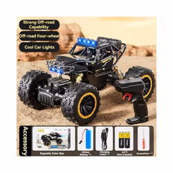 New 6WD Oversize Remote Control Car With Led Lights Spray 2.4G Radio RC Cars Off-Road Control Truck - 28CM Black 4WD