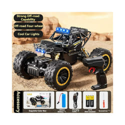 New 6WD Oversize Remote Control Car With Led Lights Spray 2.4G Radio RC Cars Off-Road Control Truck - 28CM Black 4WD