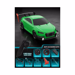 1:14 4WD RC Drift Car Racing 2.4G Remote Control Car Four-wheel Drive Remote Control Drift Car GTR Model - GREEN
