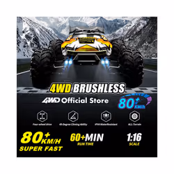 1:16 80km/h Brushless RC Drift Car With LED Lights 4WD Electric High Speed Racing Remote Control Monster - 4WD 80KM Green 1B