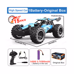 1:18 Scale High Speed Car 15KM/H 2WD Remote Control Racing Car 2.4G Off Road Vehicle RC Car Toys for - Blue-1B-Original Box