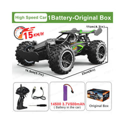 1:18 Scale High Speed Car 15KM/H 2WD Remote Control Racing Car 2.4G Off Road Vehicle RC Car Toys for - Green-1B-OriginalBox
