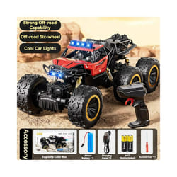 New 6WD Oversize Remote Control Car With Led Lights Spray 2.4G Radio RC Cars Off-Road Control Truck - 38CM Red 6WD