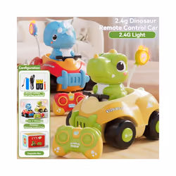 RC Battle Bumper Car Toy for Toddler Boy Girl Catapult Robot Karting Toy with Music Light RC Battle - Dinosaur Car Battle
