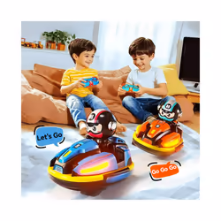 RC Battle Bumper Car Toy for Toddler Boy Girl Catapult Robot Karting Toy with Music Light RC Battle - Dinosaur Car Battle