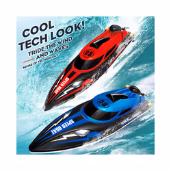 HJ808 RC Battery Boat 2.4Ghz 25km/h High-Speed Remote Control Racing Ship Water Speed Boat Children - Blue