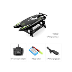 2.4G Radio Rc Boat 30Km/h Racing Boat High Speed Speedboat 20Mins Battery 2 Ch Dual Motor Waterproof - BLACK