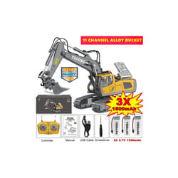 4WD Remote Control Excavator Toy Radio Controlled RC Dump Truck Vehicle Crawler Bulldozer Construction - Excavator 3Battery