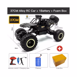 ZWN 1:12 / 1:16 4WD Remote Control Car With Led Lights 2.4G Radio RC Cars Off-Road 4x4 Control Trucks - 37CM Black 1B Alloy